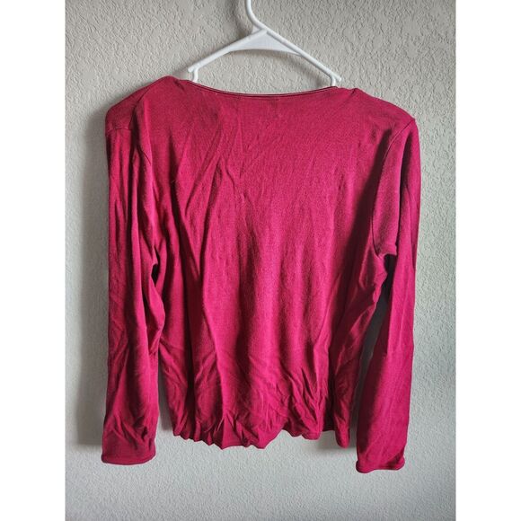 Vintage Worthington Womens Sz L Lightweight Cardigan Sweater Red - Picture 3 of 3